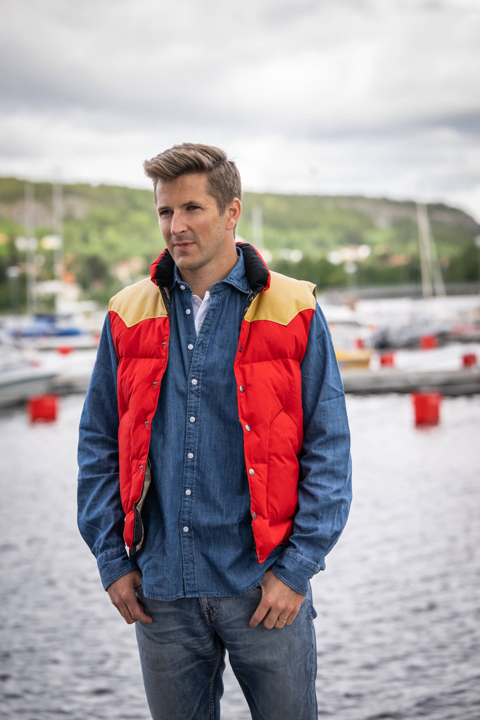 jackson original down vest red