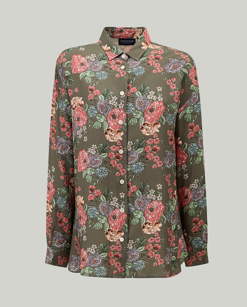 edith flower print viscose shirt