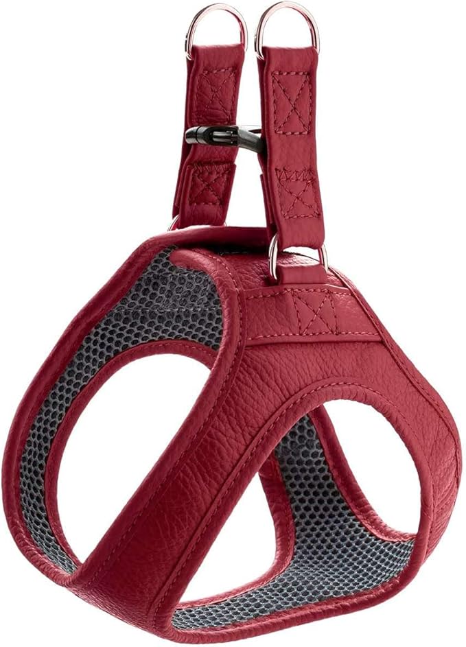 Röd hundsele i läder