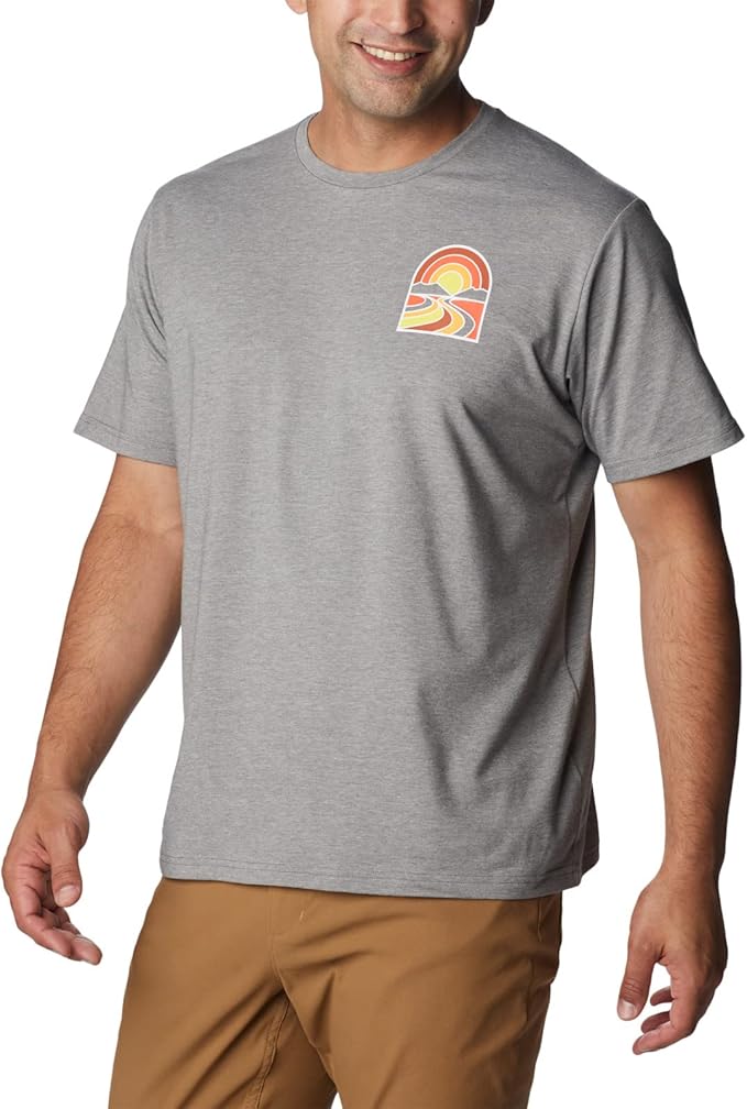 grå t-shirt herr columbia men's sun trek short sleeve