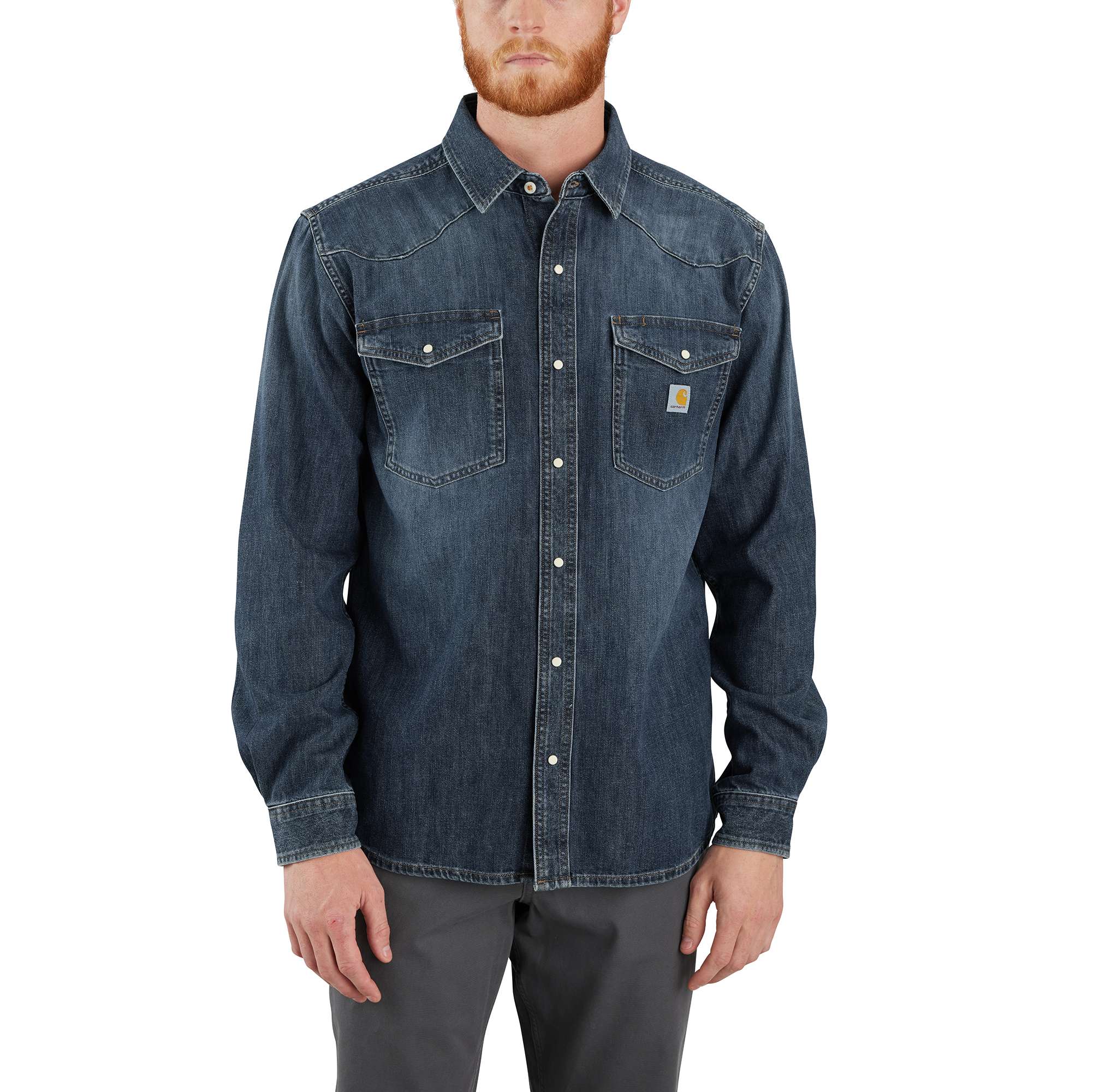Jeansskjorta Herr - Carhartt-A Denim Snap Front Shirt